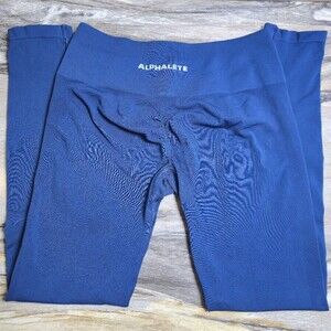 Alphalete Seamless Leggings Womens Large Blue High Waist Stretch Athletic